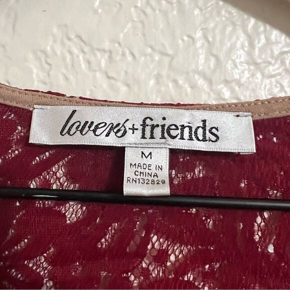 Lovers + Friends Lace Mini Dress Cut Out Back Body Con Burgundy Red Size M - Picture 4 of 14